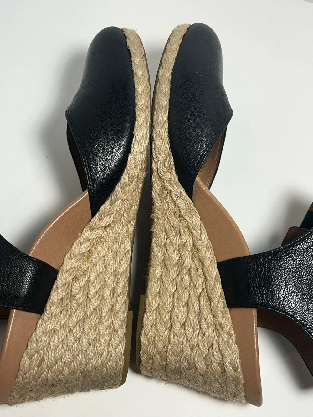 Vionic Black Ankle-Strap Espadrille Wedges size 8